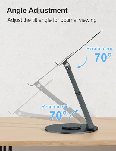 tounee Telescopic Laptop Stand for Desk with 360° Swivel Base, Sit to Stand, Height Adjustable, Portable Riser Holder for Good Posture, Compatible with MacBook Pro, All Laptops 10-17"-Gray tounee