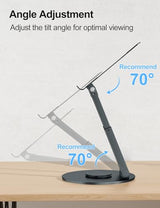tounee Telescopic Laptop Stand for Desk with 360° Swivel Base, Sit to Stand, Height Adjustable, Portable Riser Holder for Good Posture, Compatible with MacBook Pro, All Laptops 10-17"-Gray tounee