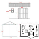 MUPATER 12 ft x 9 ft Outdoor Wood Shed with Metal Roof, Lean-to Storage shed Garden Furniture Tools with Lockable Door and Vents for Garden, Patio MUPATER