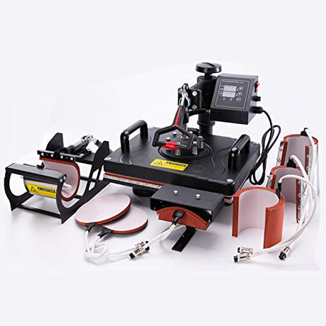 8 in 1 Heat Press Dual Digital Control 360 Degree Swivel Heat Press Machine Multipurpose Combo Kit Sublimation Heat Press Machine for T Shirts, Mug, Hat, Plate, Cap, 29X38CM YAOBAO