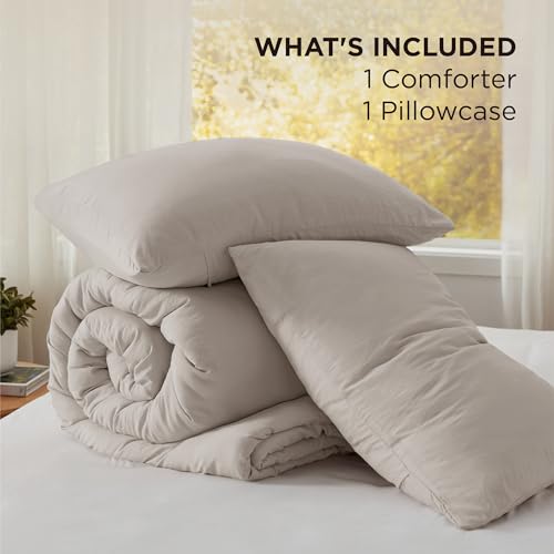 Bedsure Twin/Twin XL Comforter Set, Linen Soft Prewashed Bedding for All Seasons, 2 Pieces GentleSoft™ Bed Set, 1 Lightweight Comforter (68"x88") and 1 Pillowcase (20"x26") Bedsure