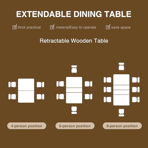 Halitaa Extendable Dining Room Table for 6-10 Person, 55'' to 78'' Rustic Expandable Rectangle Dining Table, Meeting for Small Kitchens, Dining Office Areas, Oak Halitaa
