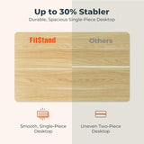 FitStand Pneumatic Standing Desk, 31.5" x 19.7" One-Piece Adjustable Height Home Office Desk, Rolling Computer Workstation with Hooks & Cup Holder,2 Rear-Mounted Hidden Casters, Maple FitStand