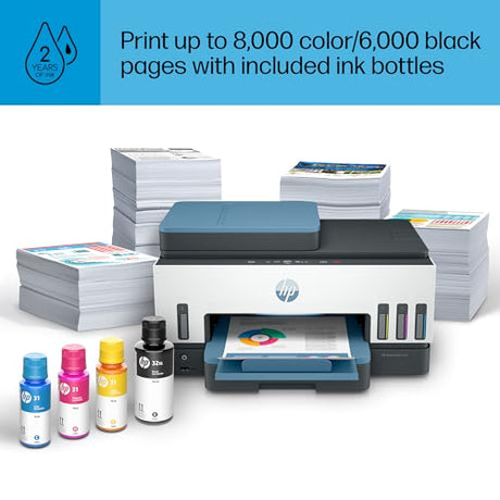 HP Smart Tank 7602 Wireless All-in-One Ink Tank Printer with 2 years of ink included,Print, scan, copy, fax, Best-for-home, Refillable ink tank (28B98A) HP