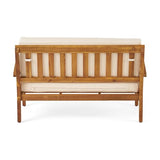 Christopher Knight Home Peyton Outdoor Acacia Wood Loveseat and Coffee Table Set with Water Resistant Cushions, Teak Finish / Beige Christopher Knight Home