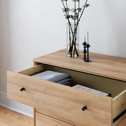 Prepac Finnley 3-Drawer Nightstand in Natural Oak, Extra-Wide Bedside Tables with Storage, Set of 2, Modern End Tables for Home, Bedroom, Living Room, 16" D x 31" W x 26.75" H Prepac