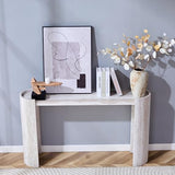 BFJDM 53" Faux Travertine Stone Console Table for Entryway, Sofa Entrance Table with Faux Mars Marble Pattern, Modern Sofa Tables with Round Raised Edge Design for Living Room, Hallway, Foyer, Beige BFJDM