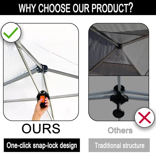 SANWAY 10x10 Pop up Canopy Tent, One-Button, Outdoor Instant Canopy Protable for Events, Camping, Parties, Vendor, Beach Tent - White SANWAY