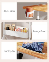 ErGear Mobile Standing Desk with Wheels, Adjustable Height 28.3″ to 46.3″, Rolling Laptop Cart with Cup Holder, Storage Basket, Computer & Pen Slot, Home Office Stand Up Desk, Light Vintage Brown ErGear