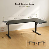 OffiGo Electric L Shaped Standing Desk, 63 Inches Height Adjustable Table, Reversiable Corner Stand Up Desk, Lifting Computer Table for Home Office, Computer Workstation, Carbon Fiber Black OffiGo
