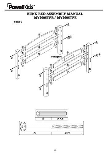 Powell Espresso Twin/Full Bunk Bed with Built-In Ladder and Detachable Design - WoodArtSupply