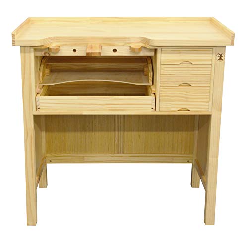 Deluxe Solid Wooden Jewelers Bench Workbench Station with Utility Storage Drawers for Jewelry Making Bench - WoodArtSupply