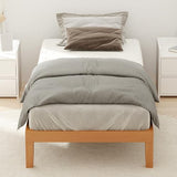 DUMOS Solid Wood Bed Frame, Twin Size Bed Base with Wood Slat Support, Sturdy, Stylish & Noise-Free Design, No Box Spring Needed, Easy Assembly, 12 in Natural Pine DUMOS