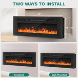 YITAHOME 36" Electric Fireplace Inserts, Fireplace Heaters for Indoor Use, Recessed or Wall Mounted, Remote Control with Timer, Adjustable Temperature, Adjustable Flame Color and Brightness, Crystals YITAHOME