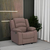 ANJ Fabric Recliner Chair with Overstuffed Arm and Back, Comfy Chocolate Manual Reclining Chairs for Adults, Living Room Single Sofa Recliners