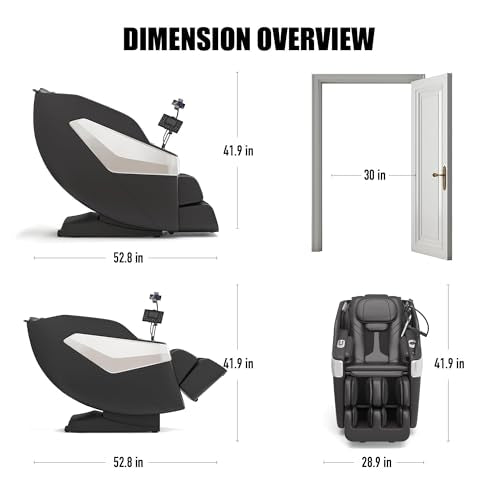 Redcamp Massage Chair Full Body: Zero Gravity with SL Track, 3D Robot Hands, Heat, Airbag Massage, Foot Roller, Bluetooth, Body Scan, LED Remote, Wireless Phone Charging,Black Redcamp