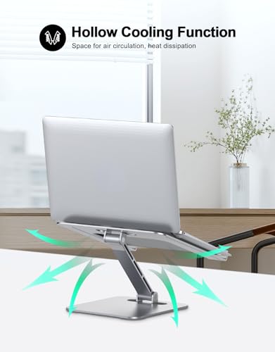 RIWUCT Foldable Laptop Stand, Height Adjustable Ergonomic Computer Stand for Desk, Aluminum Portable Laptop Riser Holder Notebook Mount Compatible with MacBook Pro Air, HP, Dell 10-16" RIWUCT