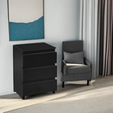 Yaheetech Nightstand with Drawer, 3 Drawers Bedside Table with Sturdy Base, Wood Bedside Cupboard Accent Table with Storage Space for Bedroom, Easy Assembly, Black Yaheetech