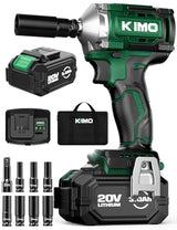 KIMO Cordless Impact Wrench 1/2" with 814N.M Max Torque, 3000 RPM, 20V Electric Impact Wrench with 1 Hour Fast Charger & 3.0 Lion Battery, Variable Speeds, 1/2 Impact Gun for Car Home K I M O.