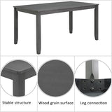Trygoal Dining Table Set for 6, Farmhouse 6 Piece Dining Room Table Set with Rectangular Table, 4 Upholstered Backrest Chairs and Bench, Counter Height Kitchen Sets with Warm Woodgrain Finish, Gray Trygoal