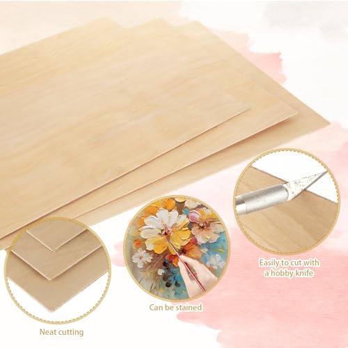 24Pcs 16 x 12 x 1/8 Inch Baltic Birch Plywood Sheets 3mm Unfinished Plywood Sheet for Arts and Crafts, Painting, Pyrography, Wood Engraving, Wood Burning, Laser, Architectural Models ACXFOND