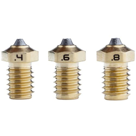 Diamondback Nozzles – V6 Compatible Polycrystalline Solid Diamond Tip 3D Printer Nozzles-Extrusion Efficiency-Any Filament-Long Life-Layer Adhesion-USA Made, 3-Pack (1.75mm x 0.4mm, 0.6mm & 0.8mm) US Synthetic