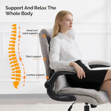 VINGLI Rolling Ergonomic Office Desk Chair with Padded Flip-up Arms, 360° Swivel High Back Executive Computer Chair with Wheels for Game,Home Small Space, Study Room, Reading Room, Linen Light Grey VINGLI