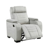 Lexicon Wall Hugger Manual Reclining Chair, Microfiber Manual Recliner with Cup Holders/Hidden Arm Storage/LED Base Lighting, Home Theater Seating for Living Room, Light Gray