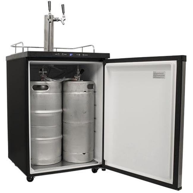 EdgeStar KC3000TWIN Full Size Dual Tap Kegerator with Digital Display - Black EdgeStar