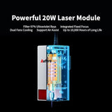 Aufero Laser Engraver 20000mW Laser Cutter Machine with 40L Air Assist Large Working Area Laser Engraver Machine for Wood, Metal, Acrylic,Leather Wood Laser Engraver with APP Control Aufero