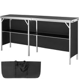 VEVOR Extra Long Folding Portable Bar Tradeshow Podium Table for Indoor, Outdoor, Party, Picnic, Exhibition, Includes Carrying Case, Storage Shelf and Black Skirt, 77.95" x 15.16" x 34.65" VEVOR