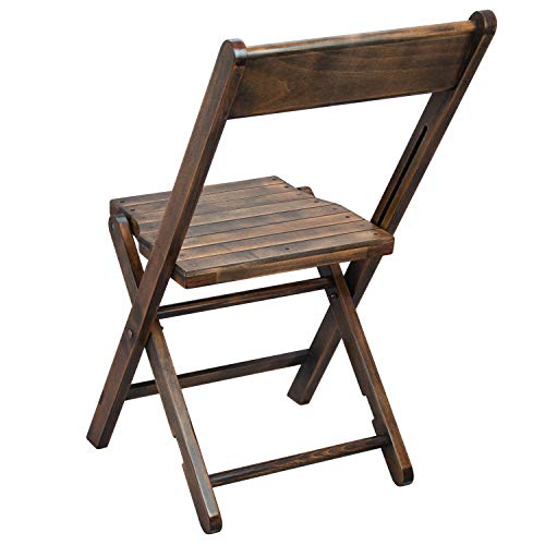 EMMA + OLIVER Natalie Wooden Folding Chair, Commercial Event Chair with Slatted Seat, Beechwood Frame, Open Back Design, No Assembly Required, Antique Black EMMA + OLIVER