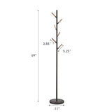 Yamazaki Home Plain Freestanding Coat Hanger Rack With Wooden Hooks, Space Saving, 70" - Steel YAMAZAKI