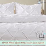 SLEEP-NEST Luxurious Pinch Pleated Duvet Cover Set King Size 104" x 90" - 100% Egyptian Cotton Long Staple Duvet Cover Set with Zipper Closure & Corner Tie Breathable Cover - Pinch White SLEEP-NEST