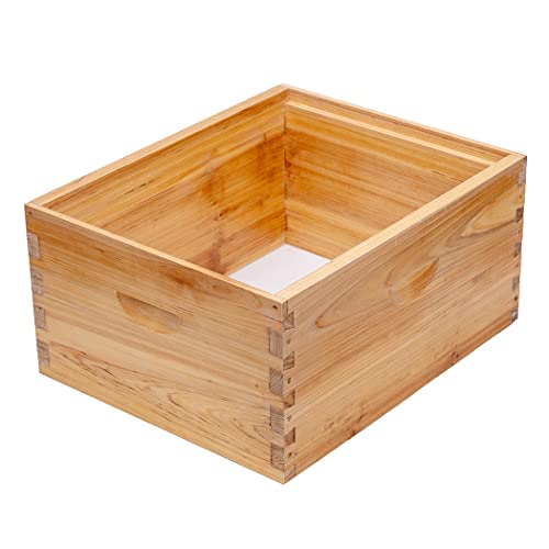 Honey Lake 8 Frame Bee Hive Box, Langstroth Deep Brood Honey Bee Box Dipped in 100% Beeswax for Beekeeper, Bee Hive Boxes with Frames and Waxed Foundations (Unassembled) Honey Lake