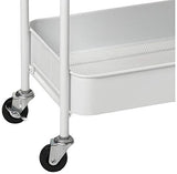 CAXXA 3-Tier Rolling Metal Storage Organizer - Mobile Utility Cart Kitchen Cart with Caster Wheels, White CAXXA
