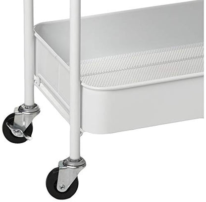 CAXXA 3-Tier Rolling Metal Storage Organizer - Mobile Utility Cart Kitchen Cart with Caster Wheels, White