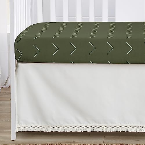 Sweet Jojo Designs 4-Piece Baby Crib Bedding Set (Boho Chic) for Boys or Girls, Infants/Nursery incl. Cotton Blanket, Fitted Sheet, Skirt, Diaper Stacker (Sage Green, Gender Neutral, Unisex Farmhouse) Sweet Jojo Designs