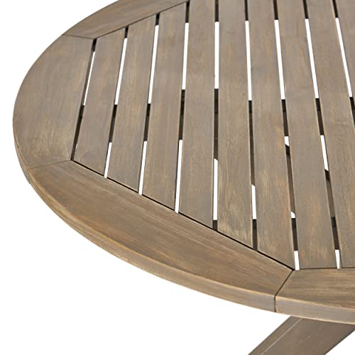 Christopher Knight Home Lina Outdoor 5 Piece Wood and Wicker Dining Set, Gray Finish/Gray Christopher Knight Home