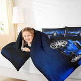 Feelyou Sports Car Comforter Blue Race Car Comforter Set for Kids Boys Girls Extreme Sports Theme Bedding Set Cool Speed Luxury Car Decor Quilt Set with 1 Pillowcase 2Pcs Bedding Twin Feelyou