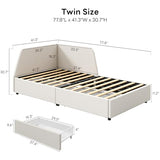 LIKIMIO Premium Twin Corner Day Bed Frame, Modern Upholstered Daybed with Headboard & Storage Drawers & Safety Rail, Perfect for Teen Room/Small Space/Apartment Essential LIKIMIO