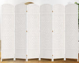 Duraspace 6 Panels Room Divider 6 FT Tall Weave Fiber Privacy Screen Freestanding Double Hinged Folding Screen Extra Wide Room Dividers for Patio Privacy (Off White) DURASPACE