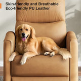 Welzona Power Swivel Rocker Recliner, 360° Swivel Nursery Rocking Chair, PU Leather Glider Rocking Recliner, Infinite Position Electric Chair for Adults with USB Port for Living Room, Brown