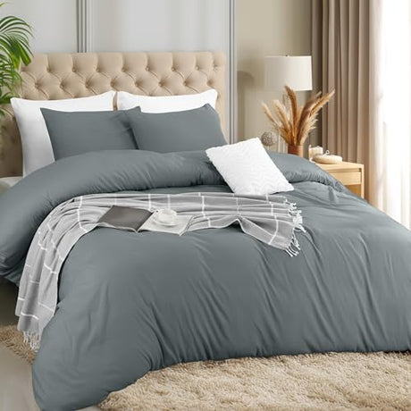 Utopia Bedding Duvet Cover Set with Pillowcases - 3 Pieces Bedding Duvet Cover with Zipper Closure - 1 Duvet Cover with 2 Pillowcases - Soft Brushed Microfiber (Queen, Grey) Utopia Bedding
