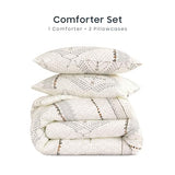 Wake In Cloud - Boho Comforter Set, Farmhouse Bohemian Western Aztec Neutral Aesthetic, Soft Lightweight Bedding, 3 Pieces, Beige, Queen Size Wake In Cloud
