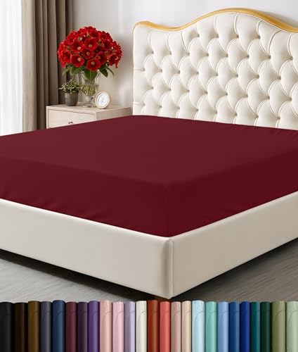 Utopia Bedding Queen Fitted Sheet - Bottom Sheet - Deep Pocket - Soft Microfiber - Shrinkage and Fade Resistant - Easy Care -1 Fitted Sheet Only (Red Burgundy) Utopia Bedding