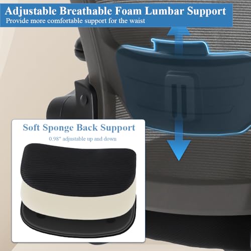 TOPBSHODC Ergonomic Office Chair 400lbs PU Leather Mesh Desk Chair with Lumbar Support, Flip-Up Arms, Swivel Wheels, Adjustable Height, Rolling Executive Computer Task Chair for Home Office,Black TOPBSHODC