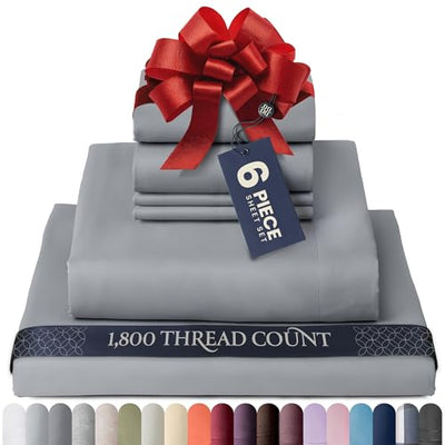 BELADOR Silky Soft Sheet Set - Luxury 6 Piece Bed Sheets for Queen Size Bed, Secure-Fit Deep Pocket Sheets with Elastic, Breathable Hotel Sheets & Pillowcase Set, Wrinkle Free Oeko-Tex Sheets