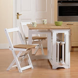 SECONIQUE Santos Butterfly Dining Set – 4 Assembled Foldable Chairs + 1 Folding Table – Space-Saving Table with Nesting Chairs - Compact and Easy to Assemble - Green & Rustic Pine Wood SECONIQUE