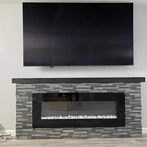 Joel's Antiques, Basic Black, 78" x 7" Deep x 3" Thick, Rustic Floating Mantel Shelf, USA Handmade, Ebony Matte Clear Coat Finish, Patented Hidden Floating Shelf Bracket joelsantiques